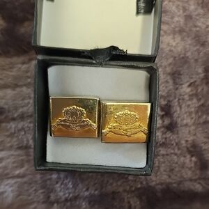 Gold Tone Cufflinks with Crown Emblem
